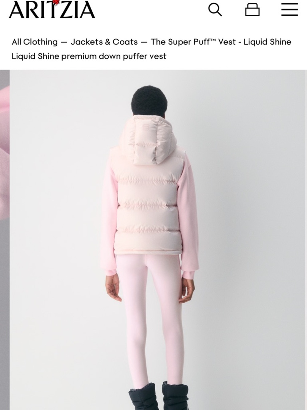 Aritzia Super Puff Vest in Light Pink - Picture 3 of 4